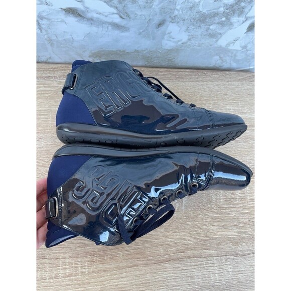 Bikkembergs Navy Patent Leather High Top Sneakers Streetwear size 40/ 9.5 - Picture 8 of 11
